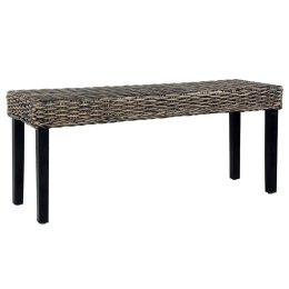 ŁAWKA 110CM CZARNA RATTAN KUBU I LITE DREWNO MAHONIOWE