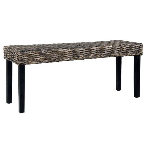 ŁAWKA 110CM CZARNA RATTAN KUBU I LITE DREWNO MAHONIOWE