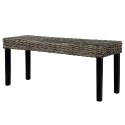 ŁAWKA 110CM CZARNA RATTAN KUBU I LITE DREWNO MAHONIOWE