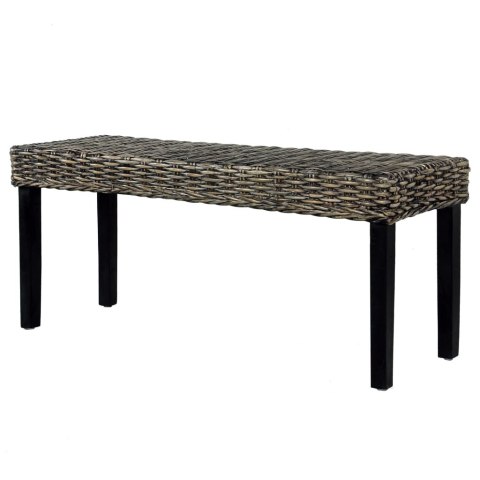 ŁAWKA 110CM CZARNA RATTAN KUBU I LITE DREWNO MAHONIOWE