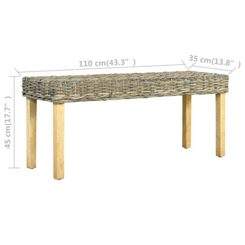 ŁAWKA 110CM NATURALNY KOLOR RATTAN KUBU I LITE DREWNO MAHONIOWE