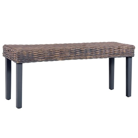 ŁAWKA 110CM SZARA RATTAN KUBU I LITE DREWNO MAHONIOWE