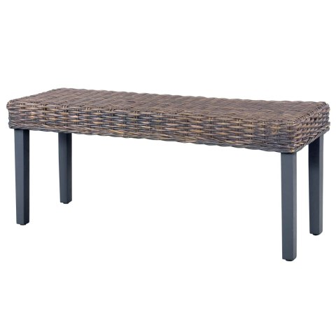 ŁAWKA 110CM SZARA RATTAN KUBU I LITE DREWNO MAHONIOWE