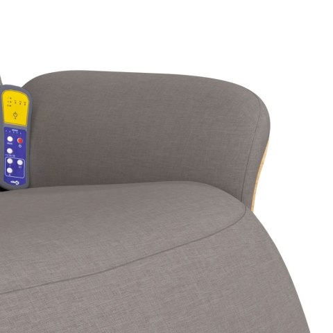 VidaXL Rozkładany fotel masujący z podnóżkiem, taupe, obity tkaniną