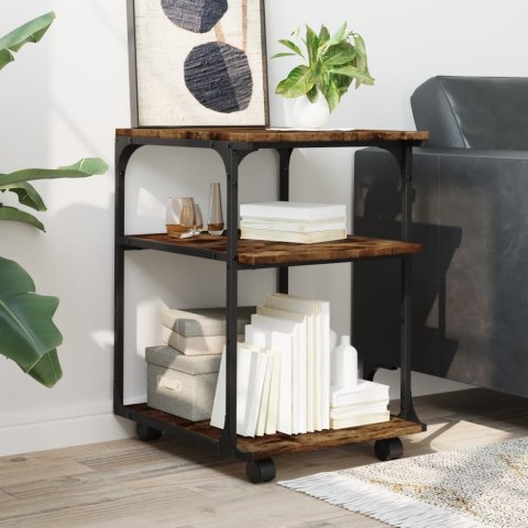 VidaXL Stojak na drukarkę, 3-poziomowy, przydymiony dąb, 43x48x64 cm