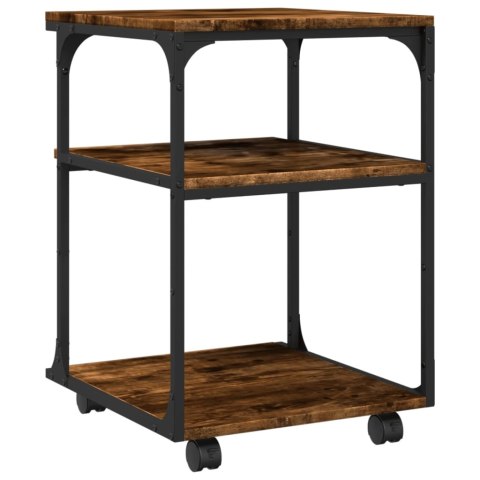 VidaXL Stojak na drukarkę, 3-poziomowy, przydymiony dąb, 43x48x64 cm