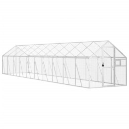VidaXL Woliera, srebrna, 1,79x10x1,85 m, aluminium