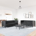 2-CZ. ZESTAW WYPOCZYNKOWY CHESTERFIELD CZARNY SZTUCZNA SKÓRA