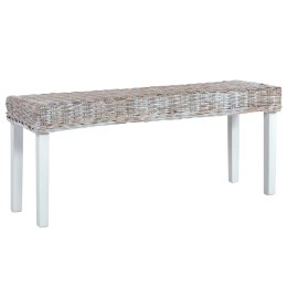 ŁAWKA 110CM BIAŁA RATTAN KUBU I LITE DREWNO MAHONIOWE