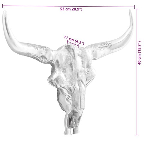 VidaXL Mała Rzeźba Czaszki na Ścianę Srebrny Żywica Mała