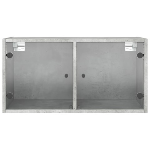 SZAFKA WISZĄCA SZKLANE DRZWI SZAROŚĆ BETONU 68,5X37X35CM