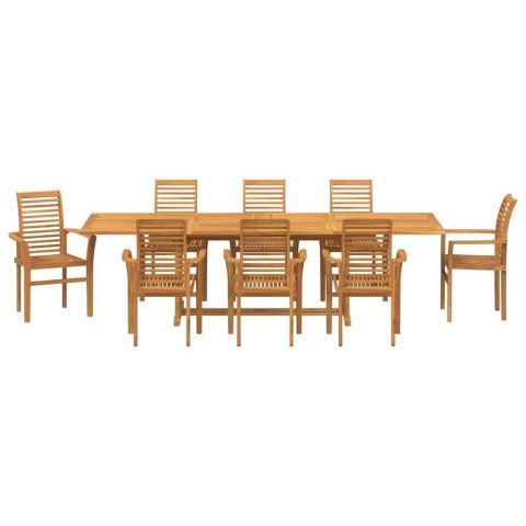 ZESTAW DO JADALNI W OGRODZIE 9 PCS BRĄZOWY 280X 100X 75CM