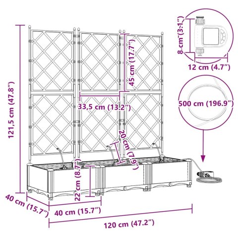 DONICE OGRODOWE Z SYSTEMEM NAWADNIANIA 3 SZT. BRĄZOWE