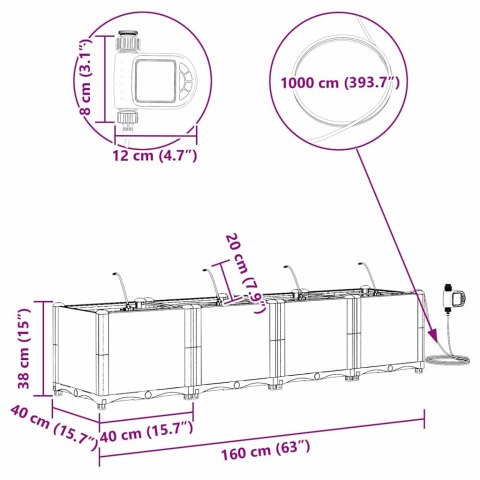 DONICE OGRODOWE Z SYSTEMEM NAWADNIANIA 4 SZT. BRĄZOWY