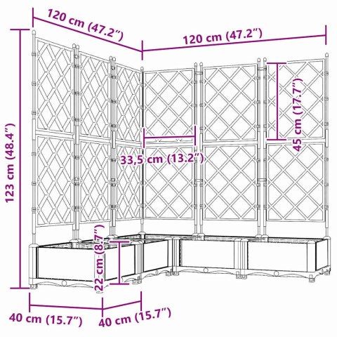 DONICA OGRODOWA Z TRELLEM 5 PCS BRĄZOWY 120X 120X 125.5CM PP