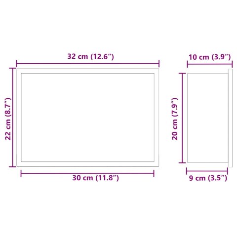 NISZA PRYSZNICOWA CZARNY 30X 20X 9.5CM STAL NIERDZEWNA