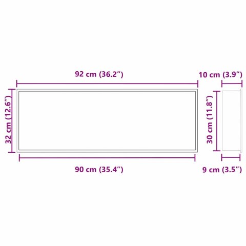 NISZA PRYSZNICOWA CZARNY 90X 30X 9.5CM STAL NIERDZEWNA