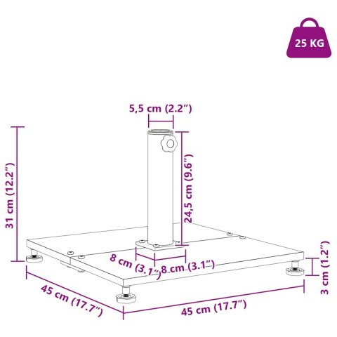 PODSTAWY PARASOLI OGRODOWYCH CZARNY 45X 45X 31CM STAL