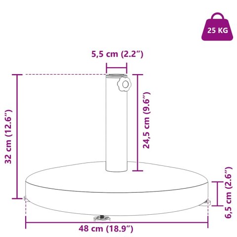 PODSTAWY PARASOLI OGRODOWYCH CZARNY 48X 48X 32CM STAL BETON