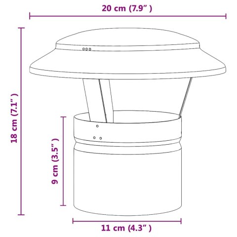 POKROWIEC NA KOMIN PRZECIWDESZCZOWY SREBRNY 20X20X18CM