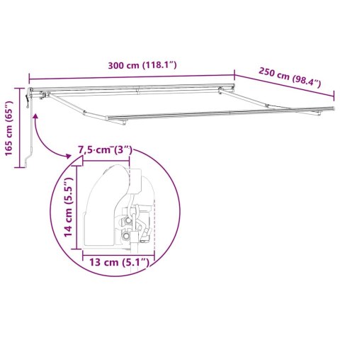 MARKIZA MANUALNA OCHRONA PRZED SŁOŃCEM BIAŁY 3X2,5M METAL
