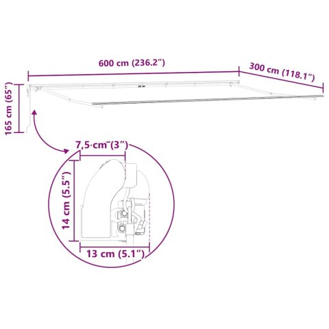 MARKIZA MANUALNA OCHRONA PRZED SŁOŃCEM BIAŁY 6X3M METAL
