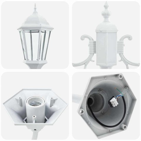 LAMPION DO OGRODU BIAŁY ALUMINIUM SZKŁO