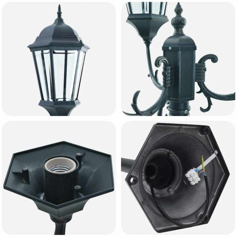 LAMPION DO OGRODU CIEMNOZIELONY ALUMINIUM SZKŁO