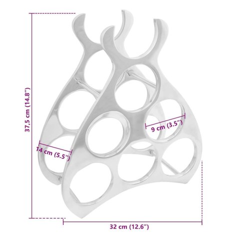 STOJAK NA WINO SREBRNY 38X33X13CM ALUMINIUM