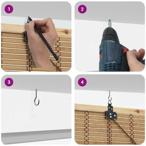 ROLETA Z ZASŁONAMI JASNY BRĄZ 110X 220CM BAMBUS