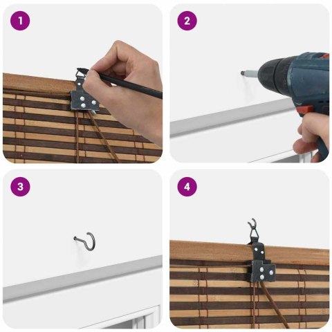 ŻALUZJA OKIENNA Z ZASŁONAMI BRĄZOWY 120X220CM BAMBUS