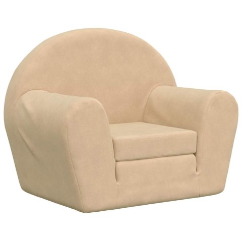 KANAPA DLA DZIECKA ROZKŁADANA KREMOWA MIĘKKI PLUSZ