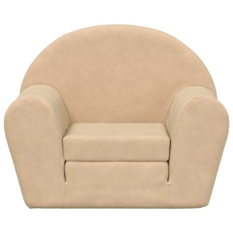 KANAPA DLA DZIECKA ROZKŁADANA KREMOWA MIĘKKI PLUSZ