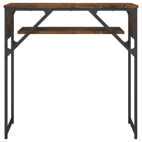 STOLIK KONSOLOWY Z PÓŁKĄ PRZYDYMIONY DĄB 75X30X75CM