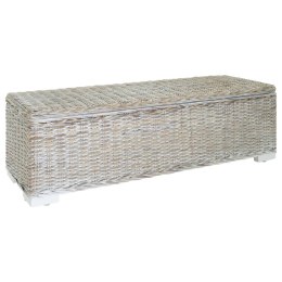 SKRZYNIA BIAŁA 110CM NATURALNY RATTAN KUBU I DREWNO MAHONIOWE