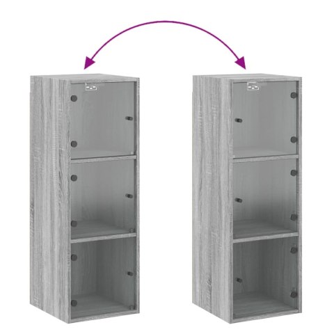 SZAFKA WISZĄCA SZKLANE DRZWI SZARY DĄB SONOMA 35X37X100CM