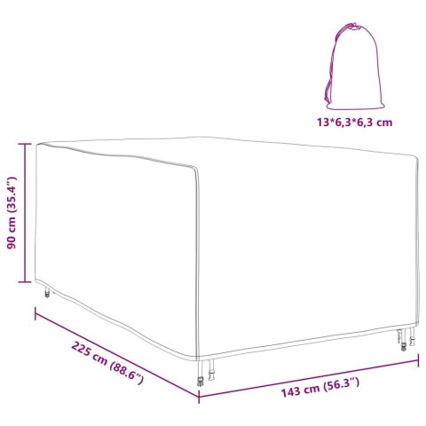 POKROWIEC NA MEBLE OGRODOWE CZARNY 143X225X90CM 420D