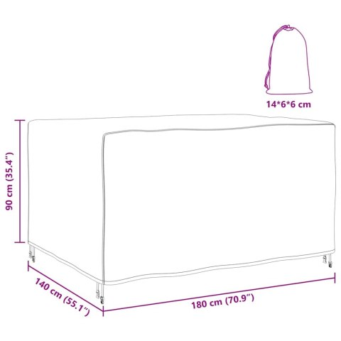 POKROWIEC NA MEBLE OGRODOWE CZARNY 180X140X90CM 210D