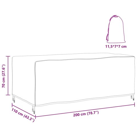 POKROWIEC NA MEBLE OGRODOWE CZARNY 200X110X70CM 600D