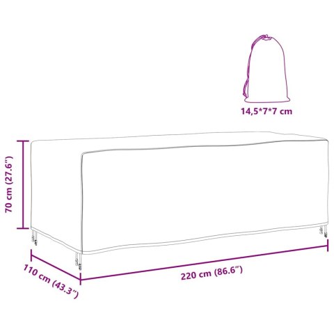 POKROWIEC NA MEBLE OGRODOWE CZARNY 220X110X70CM 420D