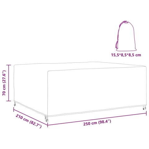 POKROWIEC NA MEBLE OGRODOWE CZARNY 250X210X70CM 210D