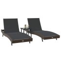 LEŻAKI 3 PCS BRĄZOWY 40X 40X 40.5CM POLIRATTAN
