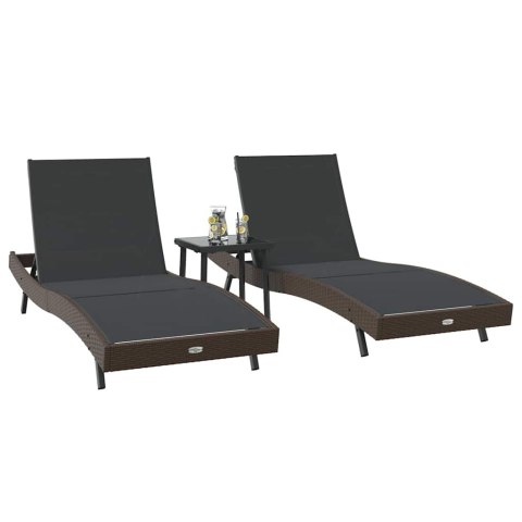 LEŻAKI 3 PCS BRĄZOWY 40X 40X 40.5CM POLIRATTAN
