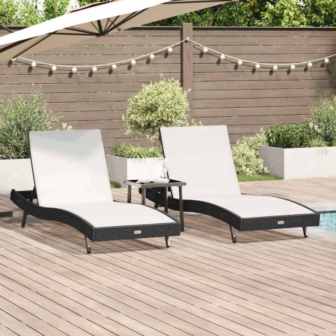 LEŻAKI 3 PCS CZARNY I BIAŁY 40X 40X 40.5CM POLIRATTAN