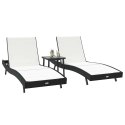 LEŻAKI 3 PCS CZARNY I BIAŁY 40X 40X 40.5CM POLIRATTAN