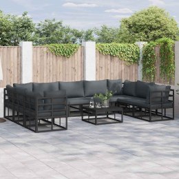 ZESTAW SOF NA OGRÓD Z PODUSZKĄ 10 PCS CZARNY ALUMINIUM