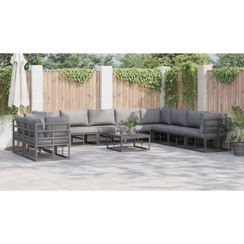 ZESTAW SOF NA OGRÓD Z PODUSZKĄ 11 PCS CZARNY ALUMINIUM