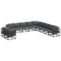 ZESTAW SOF NA OGRÓD Z PODUSZKĄ 11 PCS CZARNY ALUMINIUM
