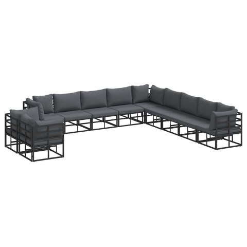 ZESTAW SOF NA OGRÓD Z PODUSZKĄ 11 PCS CZARNY ALUMINIUM