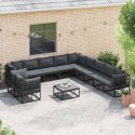 ZESTAW SOF NA OGRÓD Z PODUSZKĄ 11 PCS CZARNY ALUMINIUM